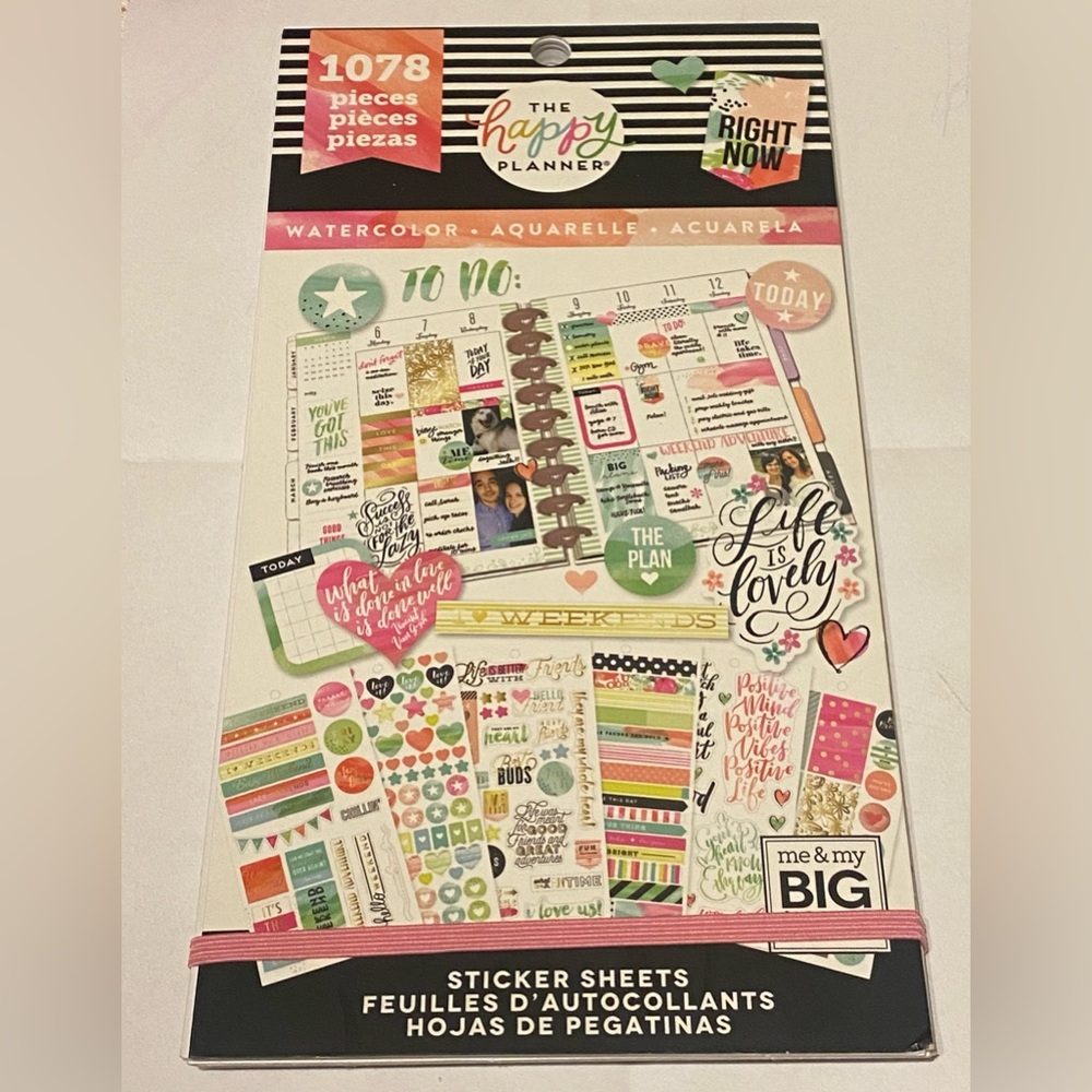 Me & My Big Ideas Happy Planner Sticker Pack - Multicolor- Watercolor